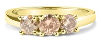 10k Gold 1.00ct Champagne Diamond 3-stone Ring