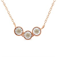 10k Gold-pl .25ct Diamond 3-circle Necklace