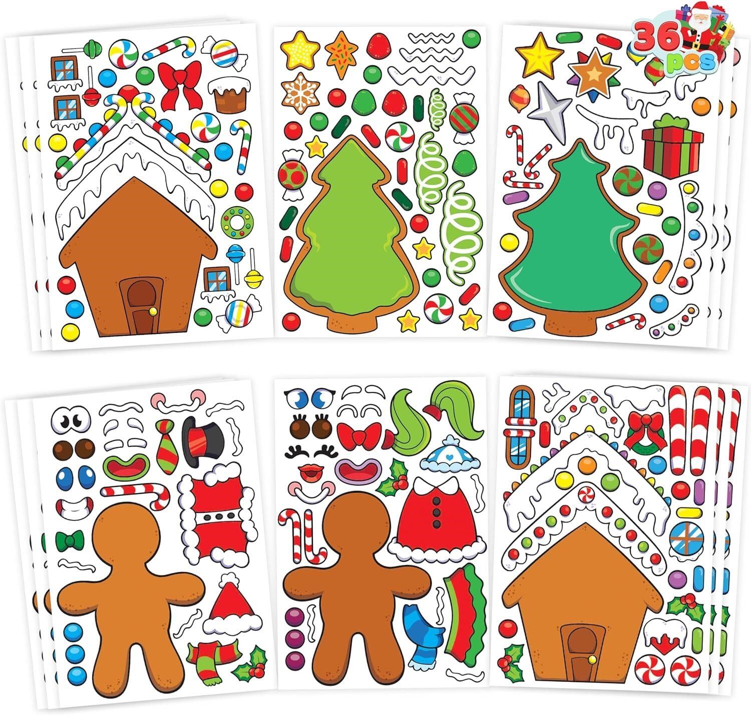 JOYIN 36 PCS Make-a-face Christmas Stickers