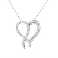 Dazzling 1.00ct Diamond Heart & Ribbon Necklace