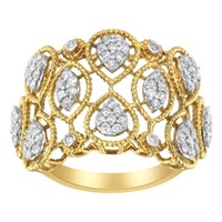 14k Gold Round .50ct Diamond Art Deco Ring
