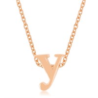 Rose Goldtone Initial Small Letter Y Necklace