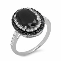 Silver Plated Jewelry Oval Cut Black Sapphire