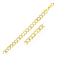 14k Two-tone Gold Pave Curb Bracelet