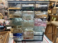 **17 DRAWER ORGANIZER 15 FULL OF STAINED GLASS PCS