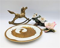 Fitz & Floyd Golden Plate, Lefton Flowers, Horse