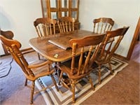 5' Oak dining table with leaf & 6 chairs