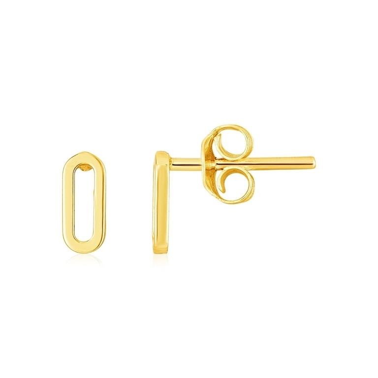 14k Gold Paperclip Link Stud Earrings