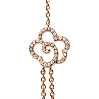 18k Rose Gold Round .44ct Diamond & Pearl Necklace