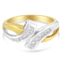 10k Two-tone Gold .25ct Diamond Bypass Ring