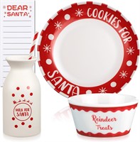 $40  4 Pcs Santa Cookie Plate & Milk Jar Set