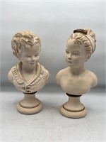 Vintage 1950s? Young Girl & Boy Busts