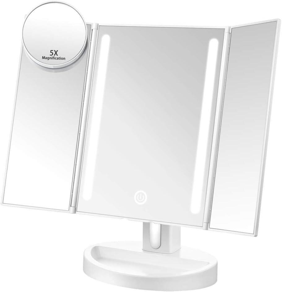 Jerrybox Trifold LED Makeup Mirror  180 Adjustable