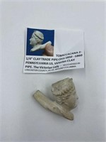 VICTORIAN CLAY PIPE CIRCA 1850 - 1901 US EASTERN