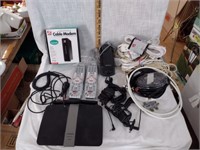 Mixed Extention Cords, Remotes & Modem Lot