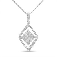 10k Gold .32ct Diamond Open Diamond Shape Necklace