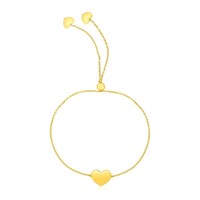 14k Gold Adjustable Heart Bracelet