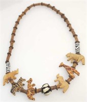 HAND CARVED WOODEN SAFARI ANIMAL NECKLACE
