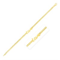 14k Gold Curb Chain "love" Bracelet