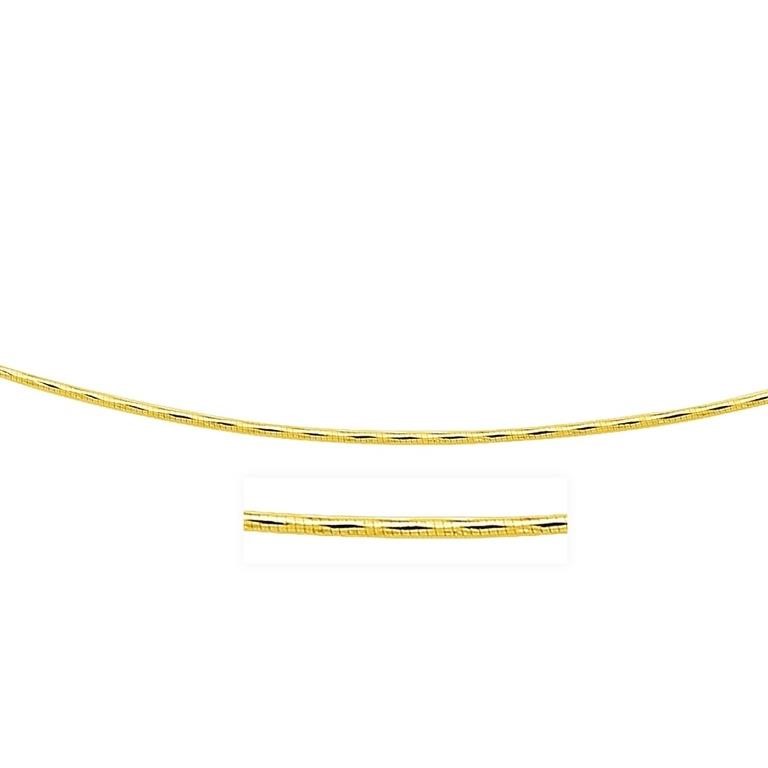 14k Gold Diamond Cut Round Omega Necklace