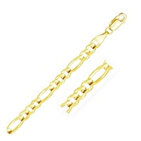 14k Gold Solid Figaro Bracelet