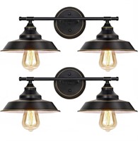 2 PACK 2 LIGHTS WALL SCONCES W BLACK METAL SHADE