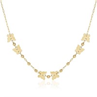14k Gold Polished Butterflies & Beads Necklace