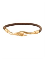 18k Gold-pl Hermes Jumbo Leather Bracelet