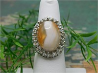 BANDED ONYX ADJUSTABLE RING ROCK STONE LAPIDARY SP