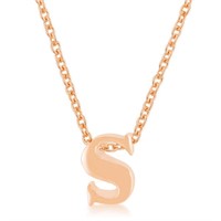 Rose Goldtone Initial Small Letter S Necklace