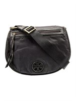 Tory Burch Black Nylon Leather Trim Crossbody Bag