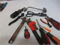 Tool Lot - Pipe Wrench, Drivers  & More