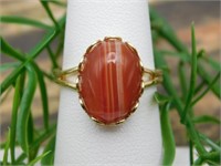 BANDED ONYX ADJUSTABLE RING ROCK STONE LAPIDARY SP