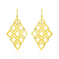 14k Gold Polished Open Diamond Motifs Earrings