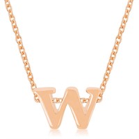 Rose Goldtone Initial Small Letter W Necklace