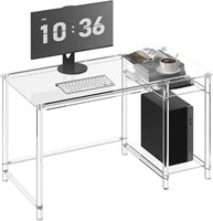 HMYHUM Acrylic Desk, 47" L x 23.6" W x 29.5" H
