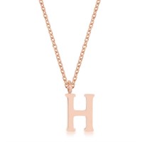 Rose Goldtone Initial Capital Letter "h" Necklace