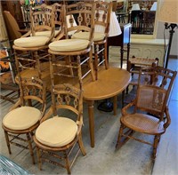 Set Of (6) Victorian Cane Seat Chairs & Matching
