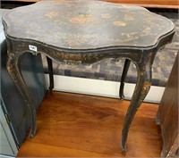Antique Black Painted Decorated Stand