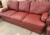Red Leather “Hancock & Moore” Sofa