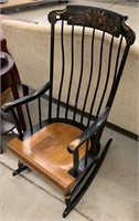 Black Painted Hitchcock Style Arm Rocker