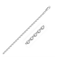 14k White Gold Diamond Cut Cable Link Necklace