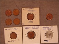 Lot of 9 Canadian coins