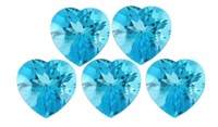 Genuine 4mm Heart Swiss Blue Topaz (5pc)