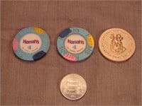 Vintage 1960 various casino chips.