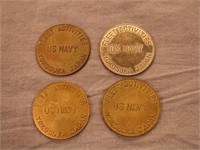 Lot of 4 US Navy Fleet tokens dated 1959
