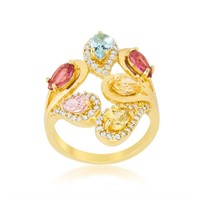 18k Gold-pl. 3.16ct Gemstone Contemporary Ring