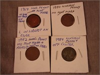 Lot of 4 error pennies