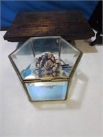 Octagonal glass and brass display case with d