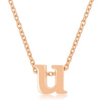Rose Goldtone Initial Small Letter U Necklace